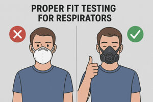Safety officer conducting respirator fit testing to ensure proper seal and comfort for workers | Gonow Safety