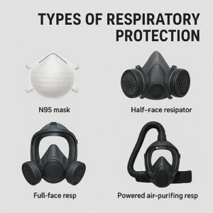 Different types of respiratory protection including disposable masks, half-face respirators, full-face respirators, and powered air-purifying respirators | Gonow Safety