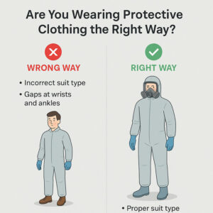Wrong and right way of wearing protective clothing