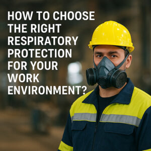 Worker wearing respiratory protection mask in industrial workplace to ensure safety and clean air | Gonow Safety PPE