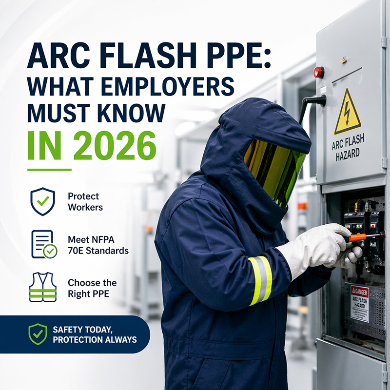 arc flash PPE worker wearing protective suit operating electrical panel NFPA 70E safety