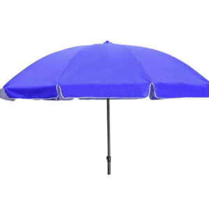Blue welding umbrella providing sunshade and weather protection for outdoor welding and industrial work environments.