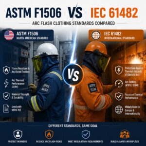 ASTM F1506 vs IEC 61482 arc flash clothing standards comparison for electrical protective clothing