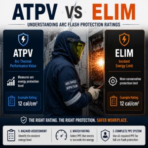 ATPV vs ELIM arc flash protection ratings comparison for arc rated electrical PPE