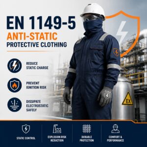 EN 1149-5 anti-static protective clothing for electrostatic protection and static control in industrial environments