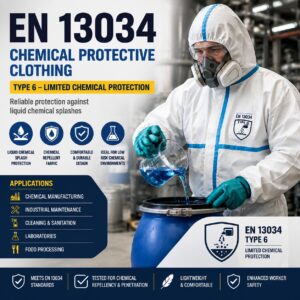 EN 13034 Type 6 chemical protective clothing for workers handling liquid chemical splashes