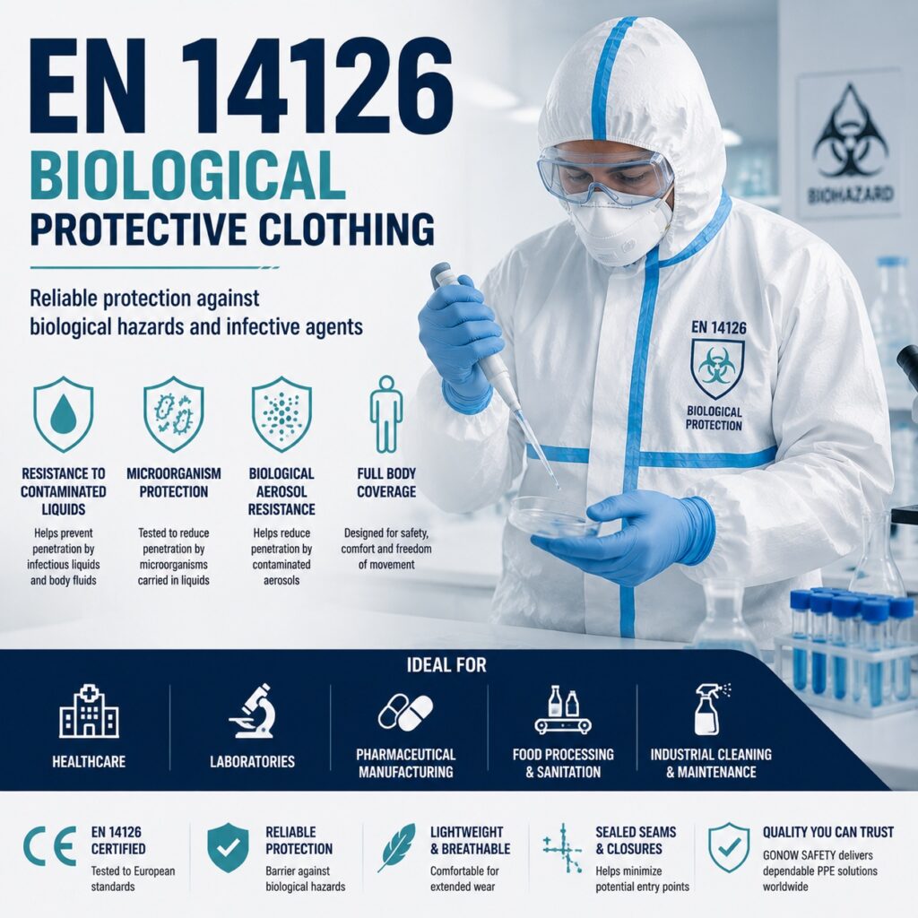 EN 14126 biological protective clothing protecting workers from biological hazards and infective agents